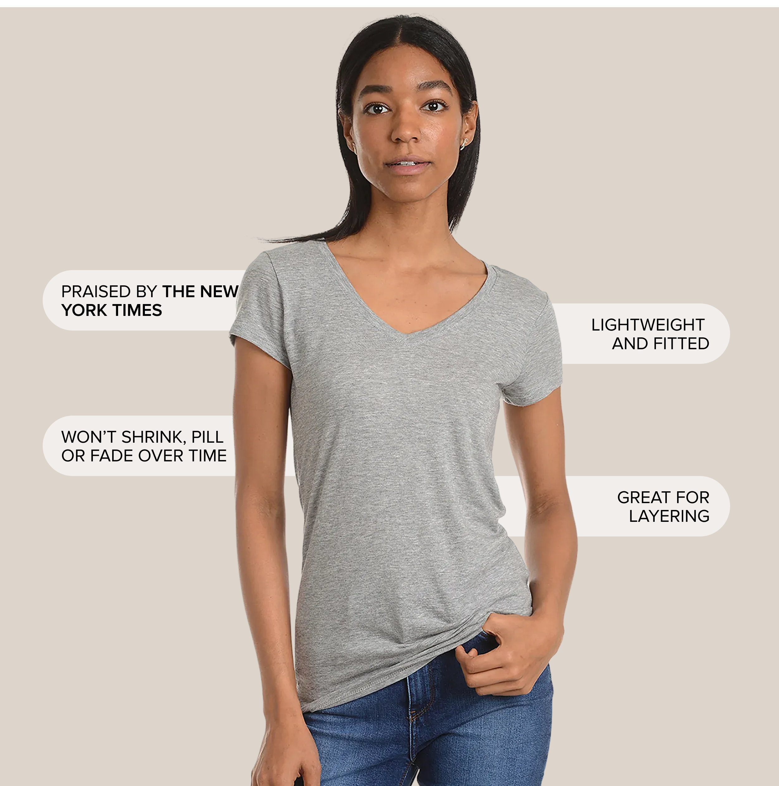 Fitted V-Neck Marcy Tee
