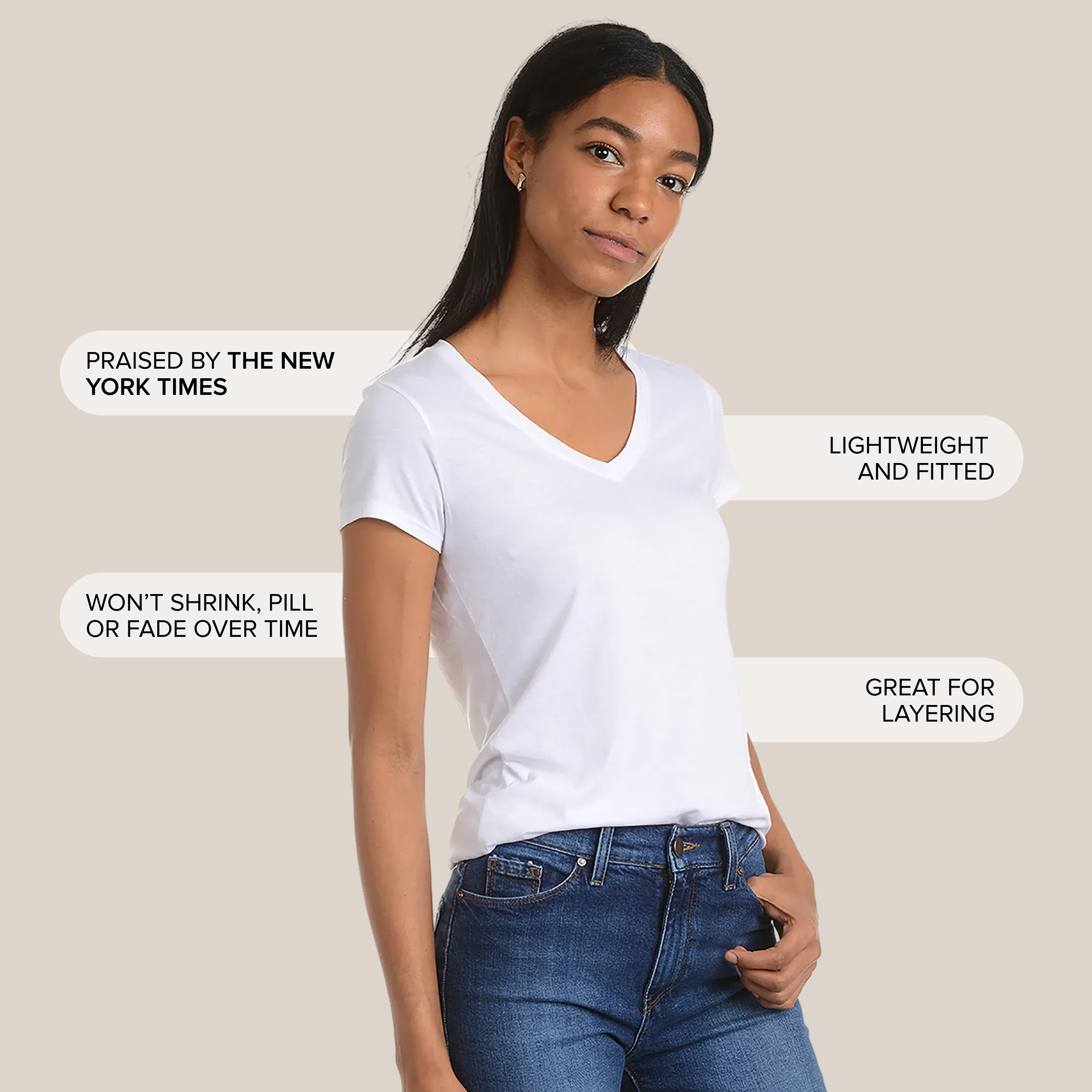 Fitted V-Neck Marcy Tee