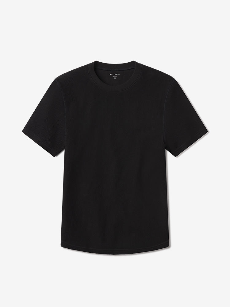 Cotton Waffle Curved Hem Crew