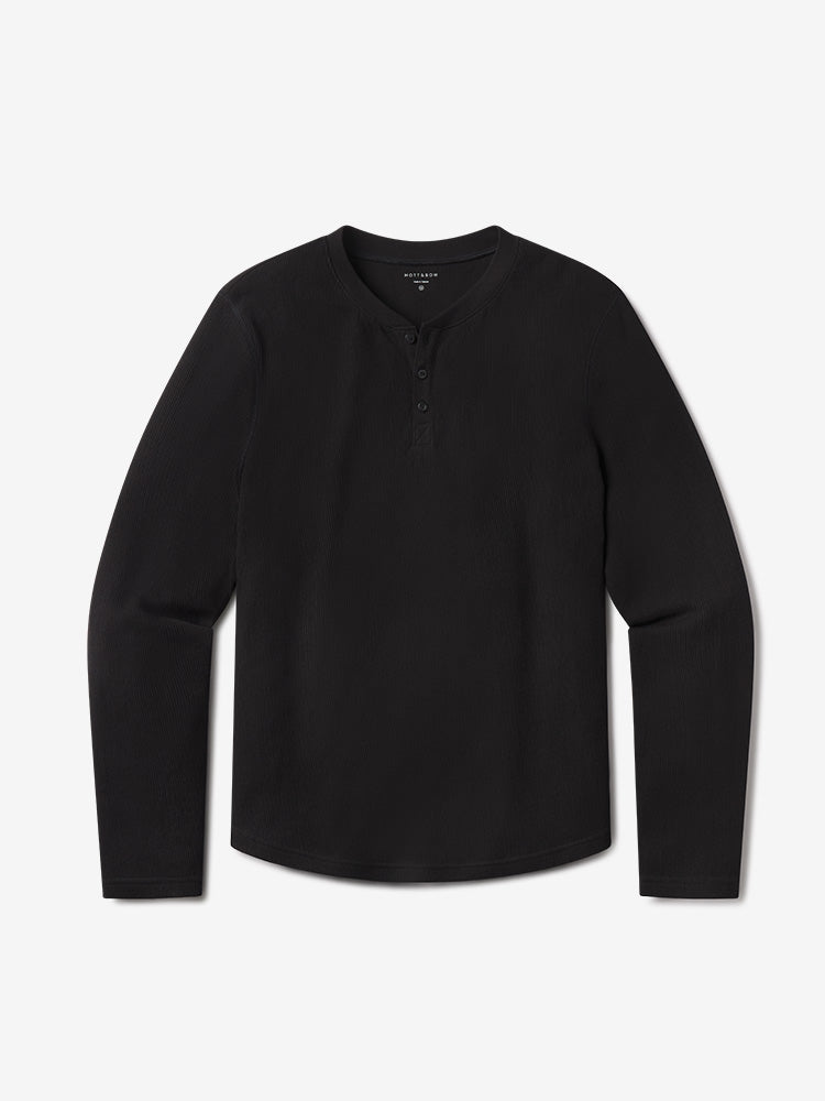 Cotton Waffle Curved Hem Henley