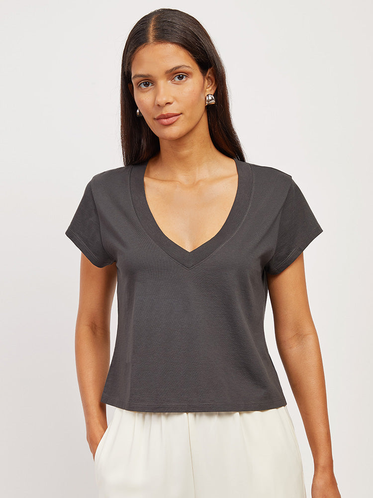 Everyday Cotton Deep V-Neck Tee