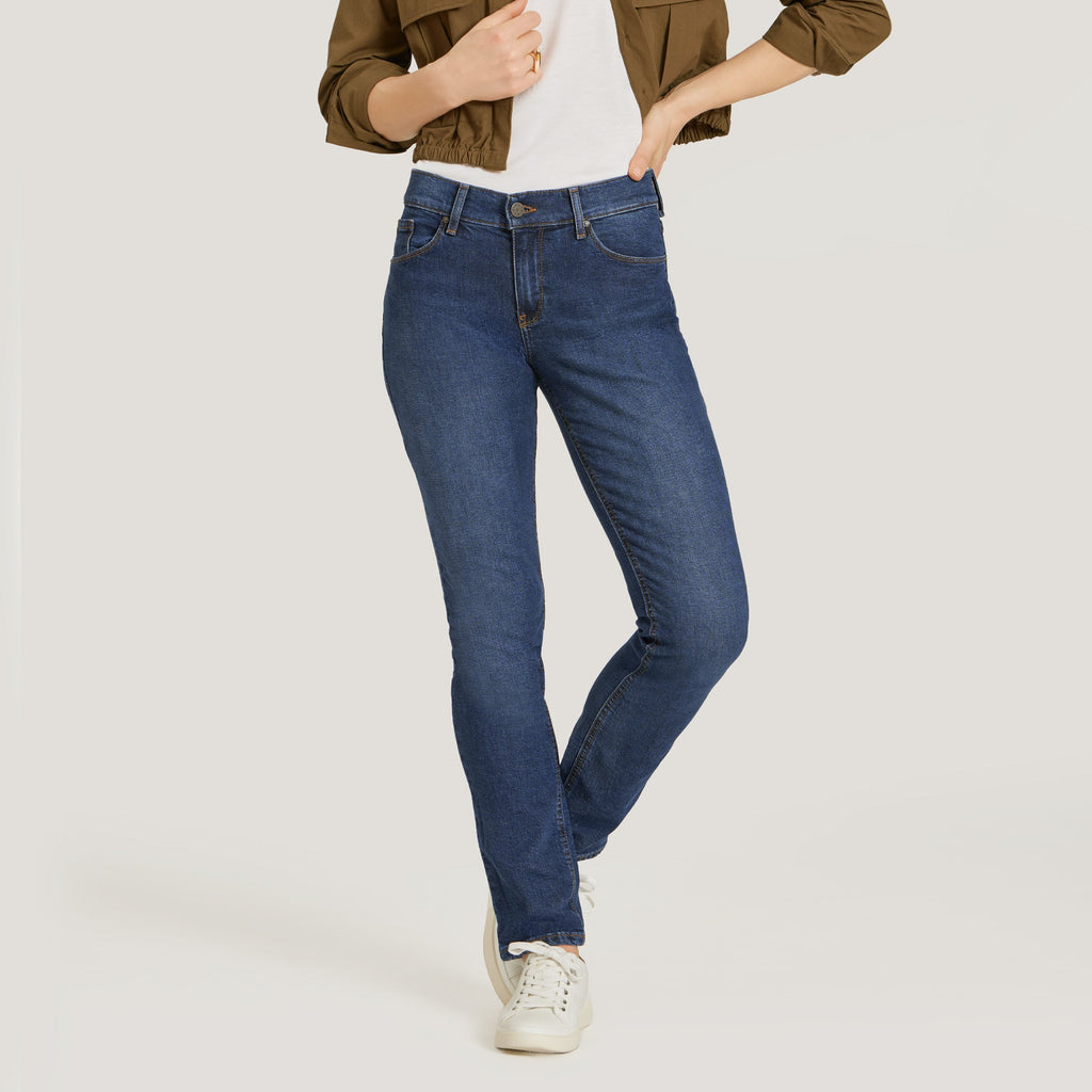 Mid Rise Slim Straight Ridge Jeans